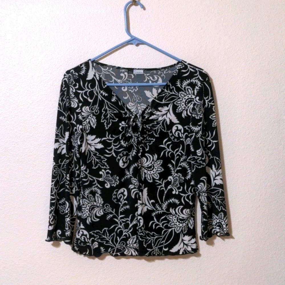 Floral long sleeve shirt l, M